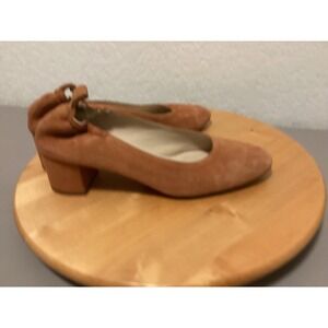 EVERLANE Italian Leather Day Heel Womens Size 10 Camel Cognac Tan Gathered Ankle